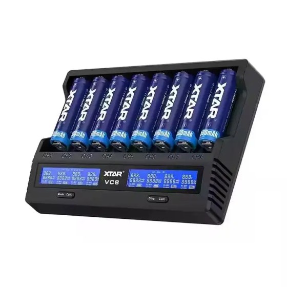 Charger Xtar VC8 8-Channel 18650 21700 1.2V Aa Aaa Battery Charger 8 Smart Charger With LCD Screen for Li-po NiMH